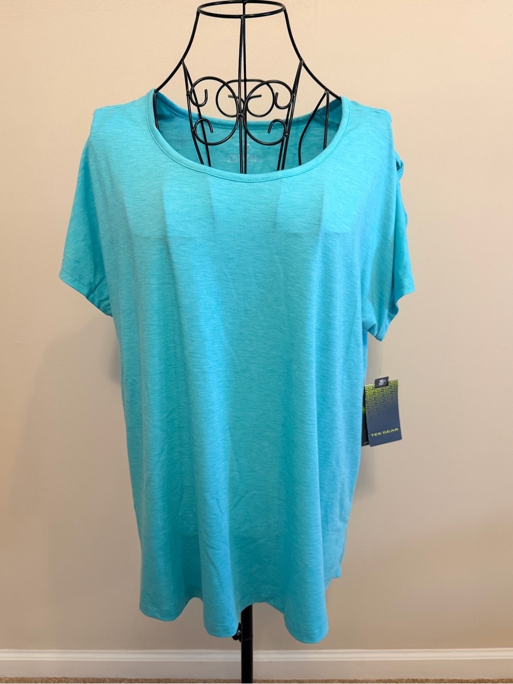 Tek Gear DRYTEK Women's Blue Scoop Neck Moisture Wicking Tee Relaxed Fit L NWT